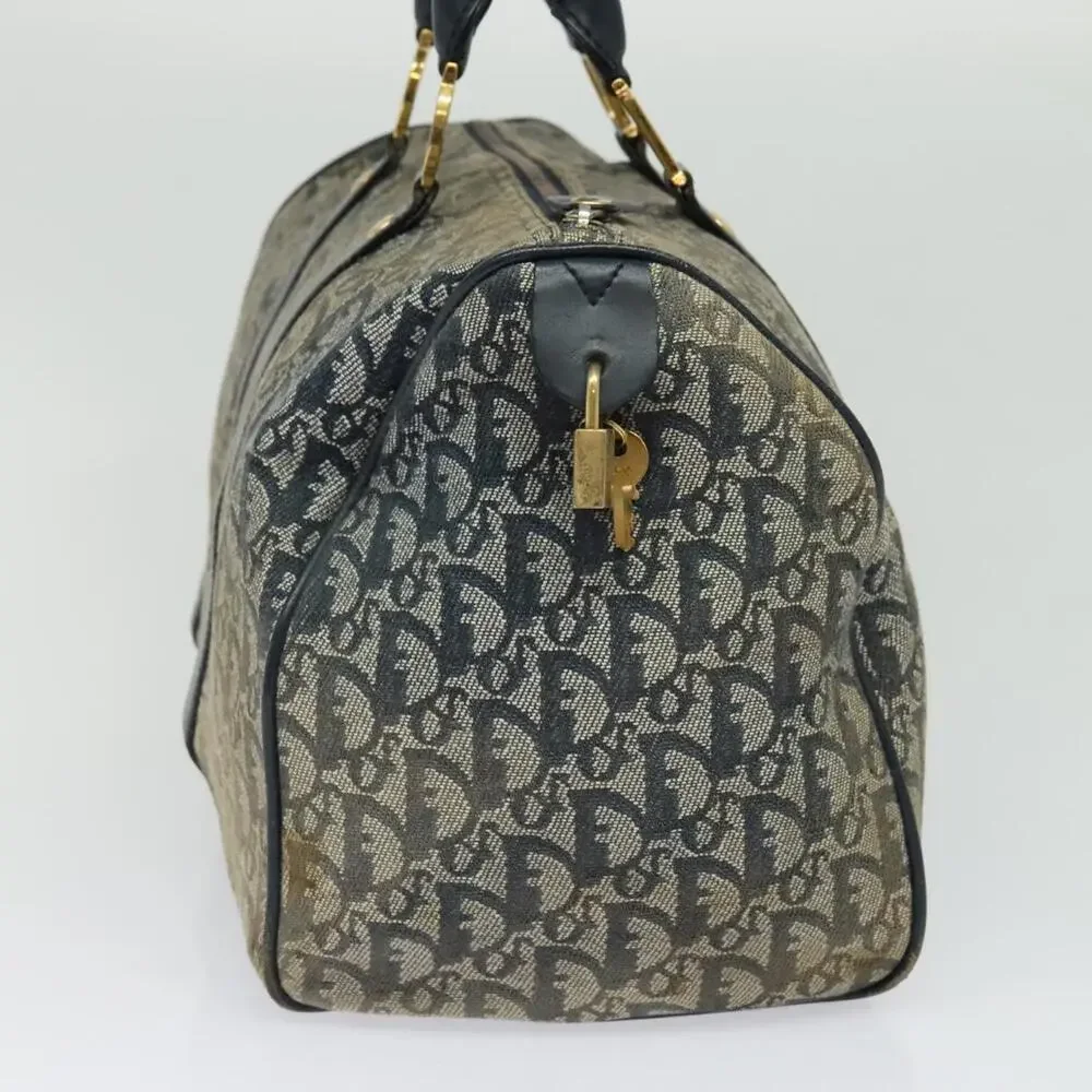 DIOR Trotter Canvas Boston Bag Navy Gold